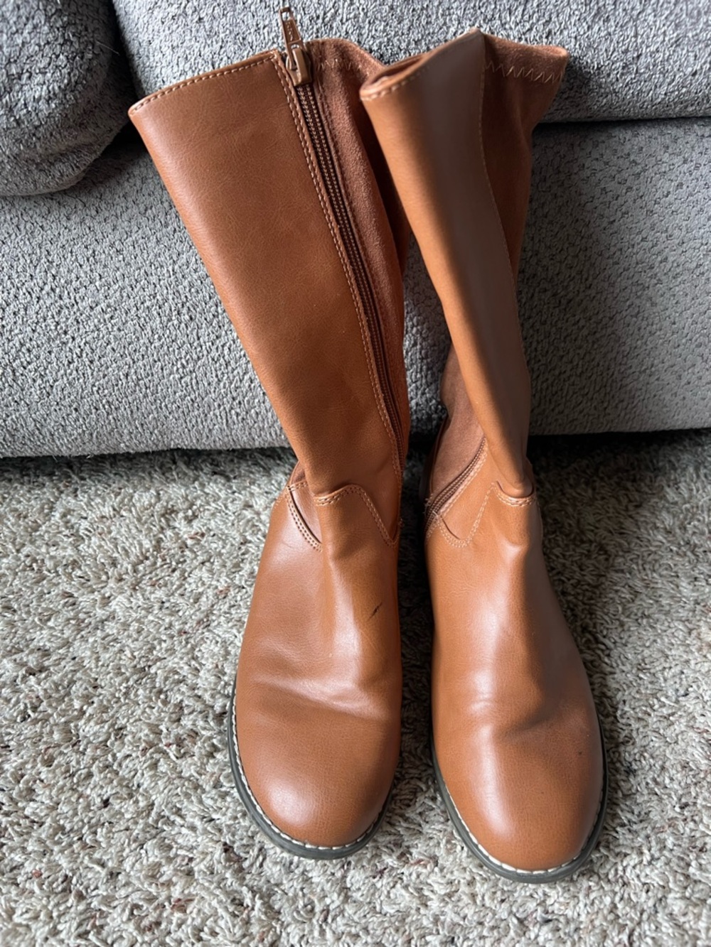 Women's Mid-Calf Tan Heeled Boots